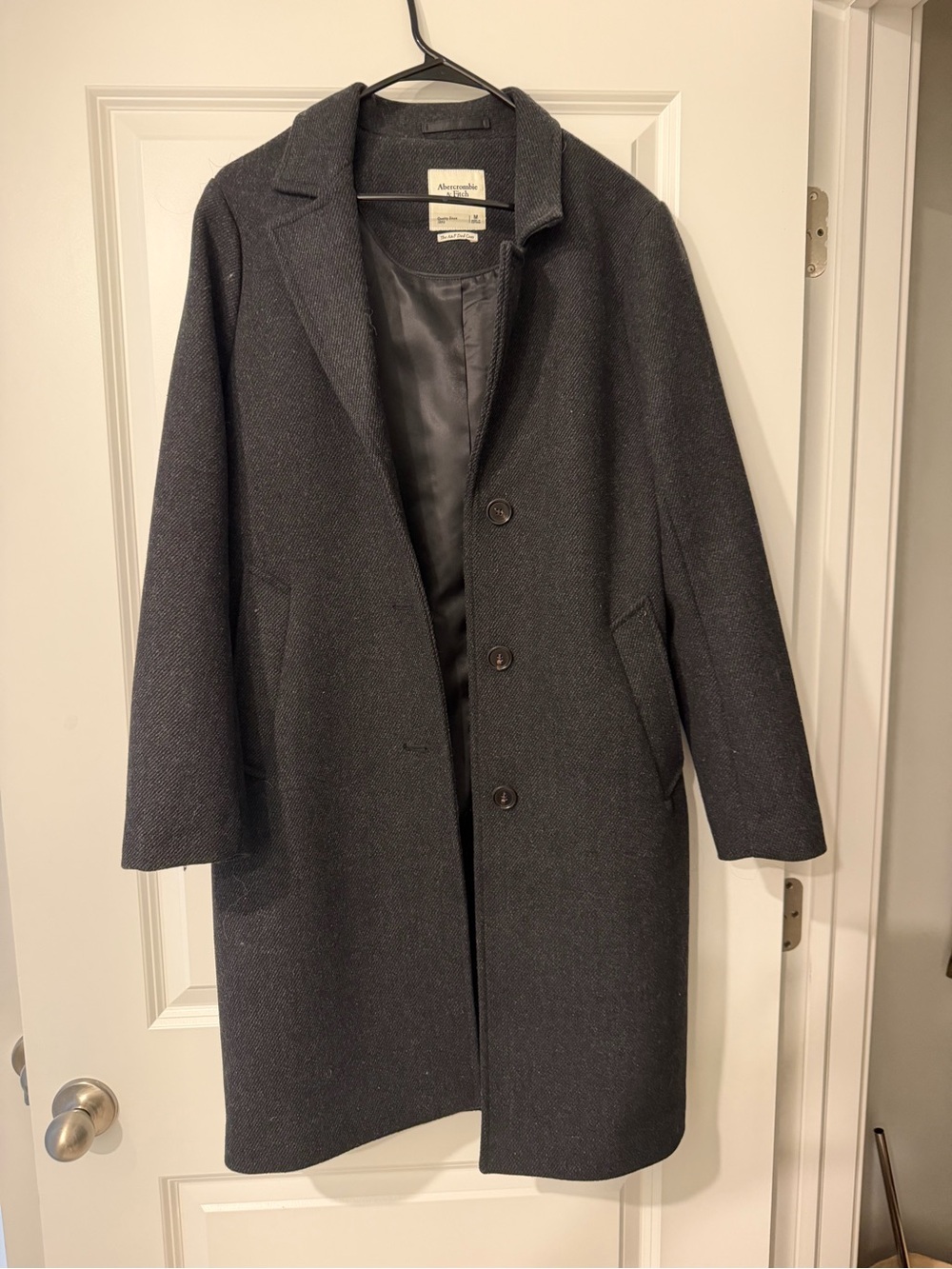Abercrombie & Fitch Women Dark Charcoal Wool-Blend Coat -MEDIUM